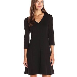 Anne Klein Women's Ponte V-Neck 3/4 Sleeve Dress